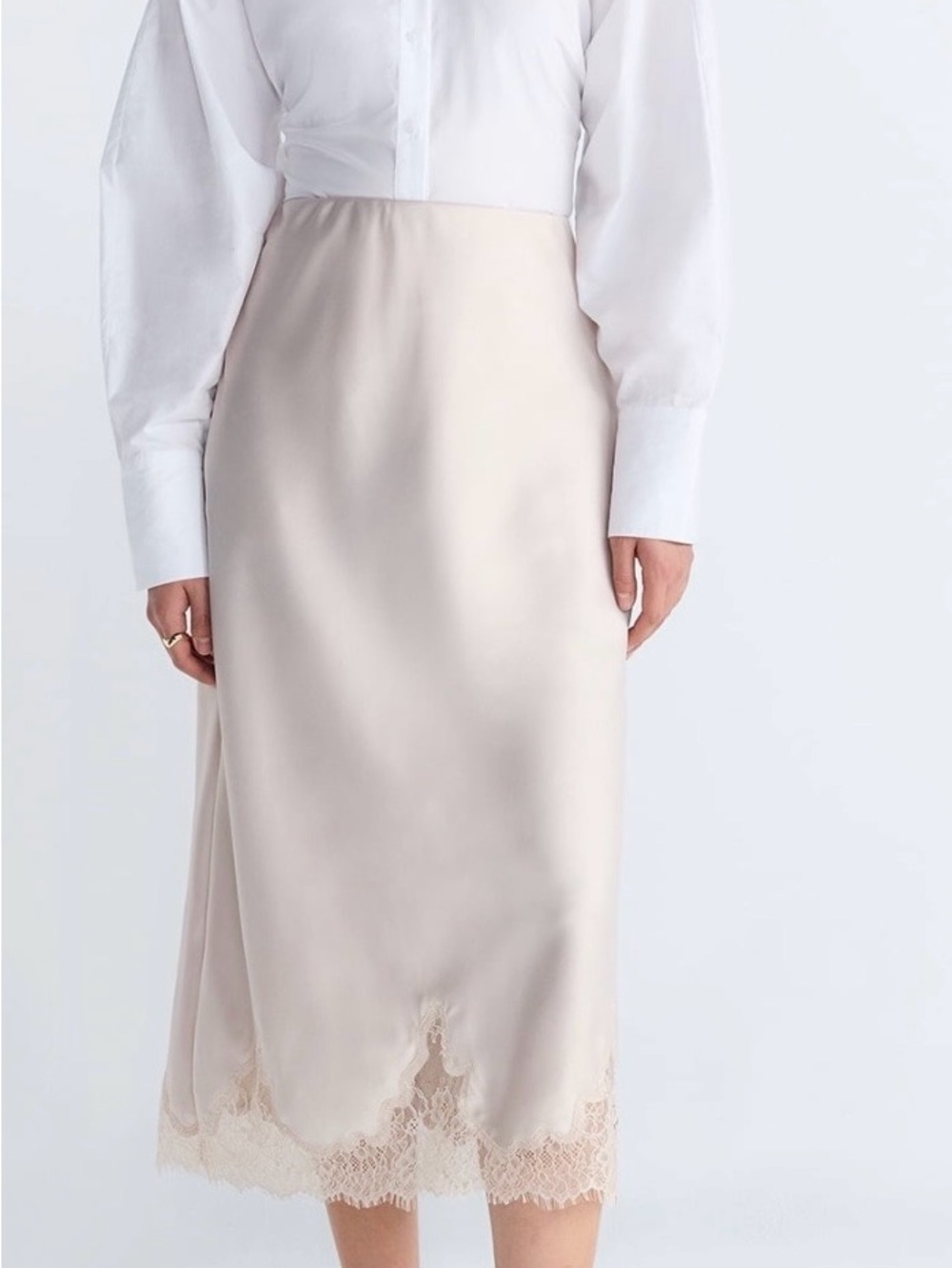 Scoop Blush Pink Lace-Hem Pencil Skirt